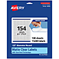 Avery® Permanent Labels With Sure Feed®, 94503-CMF100, Round, 1/2", Matte Clear, Pack Of 15,400 1 thumbnail image