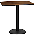 Flash Furniture Laminate Rectangular Table Top With Round Bar-Height Table Base, 43-1/8"H x 24"W x 42"D, Walnut/Black