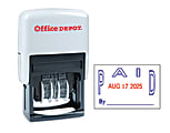 Office Depot® Brand Date Paid Dater Stamp Self-Inking with Extra Pad Date Paid Dater  Stamp, 1" x 1-3/4" Impression, Red and Blue Ink