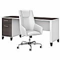 Bush® Furniture Somerset 72"W Office Desk And Chair Set, Storm Gray/White, Standard Delivery