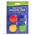 Learning Resources Super Strong Magnetic Clips Set - 1.5" Diameter - 50 Sheet Capacity - for Whiteboard, Folder - Assorted - 4 / Pack 1 thumbnail image