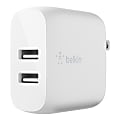 Belkin 24-Watt Dual Port USB-A Wall Charger With USB-A Lightning Cable, White