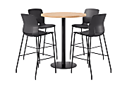 KFI Studios Proof Bistro Round Pedestal Table With Imme Barstools, 4 Barstools, Maple/Black/Black Stools, 840031939463 1 thumbnail image