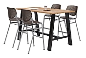 KFI Studios Midtown Bistro Table With 4 Stacking Chairs, 41"H x 36"W x 72"D, Kensington Maple/Brownstone