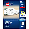 Avery® Printable Postcards With Sure Feed® Technology, 4" x 6", Matte White, 100 Blank Postcards