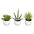 Nearly Natural 8-1/2"H Polyester 3-Piece Southwest Agave Collection, Green
