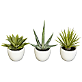 Nearly Natural 8-1/2"H Polyester 3-Piece Southwest Agave Collection, Green 1 thumbnail image