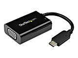 StarTech.com USB-C to VGA Adapter - 60 W USB Power Delivery - USB Type C Adapter for USB-C devices such as your 2018 iPad Pro - Black - 1080p - Thunderbolt 3 Compatible - CDP2VGAUCP - USB C adapter charges laptops via USB-C with power delivery