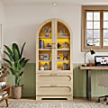 Bestier Arched Bookshelf with LED Lighting and 2 Storage Drawers, Display Bookcase with Adjustable Shelves, Natural Oak, K601079ALOG 1 thumbnail image