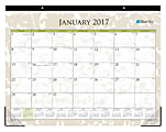 Blue Sky™ Monthly Desk Pad Calendar, 22" x 17", 50% Recycled, Tropical, January–December 2017