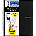 Five Star® Wire-Bound Notebook, 8.5" x 11", 3 Subject, College Ruled, 150 Sheets, Black 1 thumbnail image