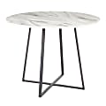LumiSource Cosmo Marble Dining Table, 31"H x 39-1/2"W x 39-1/2"D, White/Black