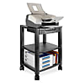 Kantek 3-Shelf Mobile Printer/Fax Stand, 19 3/4"-24 1/4"H x 17"W x 13 1/4"D, Black