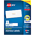 Avery® Easy Peel® Address Labels With Sure Feed® Technology, 8461, Rectangle, 1" x 4", White, Box Of 2,000 1 thumbnail image