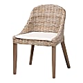 bali & pari Lara Kubu Rattan And Mahogany Wood Dining Chair, White/Gray 1 thumbnail image