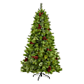 Nearly Natural Montana Mixed Pine 72”H Artificial Christmas Tree With Pine Cones, Berries And Bendable Branches, 72”H x 40”W x 40”D, Green 1 thumbnail image