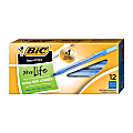 BIC Round Stic Ballpoint Pens, Medium Point, 1.0 mm, Translucent Barrel, Blue Ink, Pack Of 12 1 thumbnail image