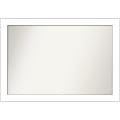 Amanti Art Non-Beveled Rectangle Framed Bathroom Wall Mirror, 28" x 40", Wedge White