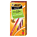 BIC Round Stic Ballpoint Pens, Medium Point, 1.0 mm, Translucent Barrel, Red Ink, Pack Of 12 1 thumbnail image
