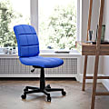 Flash Furniture Quilted Vinyl Mid-Back Swivel Task Chair, Armeless, Blue/Black