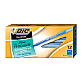 BIC® Round Stic® Ballpoint Pens, Fine Point, 0.8 mm, Translucent Barrel, Blue Ink, Pack Of 12 1 thumbnail image