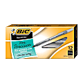 BIC® Round Stic® Ballpoint Pens, Fine Point, 0.8 mm, Translucent Barrel, Black Ink, Pack Of 12