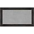 Amanti Art Narrow Magnetic Bulletin Board, Steel/Aluminum, 27" x 15", Rustic Pine Black Wood Frame