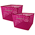 Romanoff Woven Basket, Large, Hot Pink, Pack Of 2 1 thumbnail image