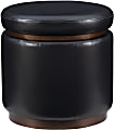Linon Brenock Faux Leather Storage Ottoman, Black/Walnut 1 thumbnail image
