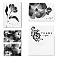 All Occasion Thank You "Monochrome Floral" Greeting Card Assortment With Blank Envelopes, 4-7/8" x 3-1/2", Pack of 24