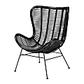 bali & pari Colorado Modern Bohemian Rattan And Metal Accent Chair, 40-1/4”H x 30-5/16”W x 32-5/16”D, Black
