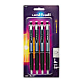 uni-ball® Signo Gel RT™ Retractable Pens, Medium Point, 0.7 mm, Silver Barrel, Black Ink, Pack Of 4