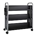 Safco® Scoot™ Steel Book Cart, 6 Double-Sided Shelves, 41 1/2"H x 41 1/4"W x 17 1/4"D, Black