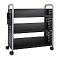 Safco® Scoot™ Steel Book Cart, 6 Double-Sided Shelves, 41 1/2"H x 41 1/4"W x 17 1/4"D, Black 1 thumbnail image