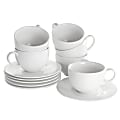 Elama Cafe 12-Piece Porcelain Cup And Saucer Set, 8 Oz, White 1 thumbnail image