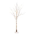 Nearly Natural Birch 60”H Artificial Christmas Tree With LED Lights, 60”H x 24”W x 24”D, White