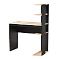 Baxton Studio Callahan 37"W 2-Tone Writing Desk With Shelves, Dark Gray/Oak