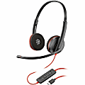 Plantronics® Blackwire C3220 Dual-Ear Headset, Black/Red