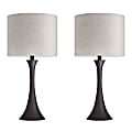 LumiSource Lenuxe Contemporary Table Lamps, 24-1/4”H, Natural Tan Shade/Oil-Rubbed Bronze Base, Set Of 2 Lamps 1 thumbnail image