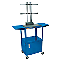 Luxor Adjustable Flat-Panel Cart, With Cabinet, 42"H x 24"W x 18"D, Blue