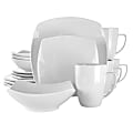 Elama Hayes 16-Piece Square Porcelain Dinnerware Set, White