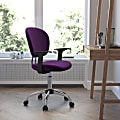 Flash Furniture Mesh Mid-Back Swivel Task Chair With Arms, Purple/Silver 1 thumbnail image