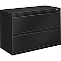 HON® Brigade® 800 42"W x 19-1/4"D Lateral 2-Drawer File Cabinet, Black 1 thumbnail image