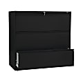 HON® Brigade® 800 42"W x 19-1/4"D Lateral 3-Drawer File Cabinet, Black 1 thumbnail image