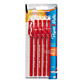 Paper Mate® EraserMate® Pens, Medium Point, 1.0 mm, Red Barrel, Red Ink, Pack Of 5