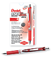 Pentel® EnerGel™ Retractable Liquid Gel Pens, Medium Point, 0.7 mm, Silver Barrel, Red Ink, Pack Of 12