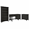 Bush® Furniture Salinas 60"W Computer Desk With Bookcase And Lateral File Cabinet, Vintage Black, Standard Delivery