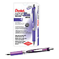 Pentel® EnerGel™ Retractable Liquid Gel Pens, Medium Point, 0.7 mm, Silver Barrel, Violet Ink, Pack Of 12