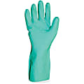 ProGuard Flock Lined 12"L Green Nitrile Gloves - Chemical, Acid Protection - Medium Size - Unisex - Nitrile - Green - 72 / Carton - 15 mil Thickness