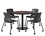 KFI Studios Proof Cafe Round Pedestal Table With Imme Caster Chairs, Includes 4 Chairs, 29”H x 36”W x 36”D, Cafelle Top/Black Base/Black Chairs 1 thumbnail image